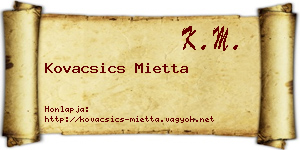 Kovacsics Mietta névjegykártya
